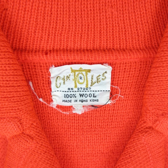 Vintage Mid Century 1960's Orange Crush Cardigan Tunic Sweater, Wool S, M - Picture 4 of 7